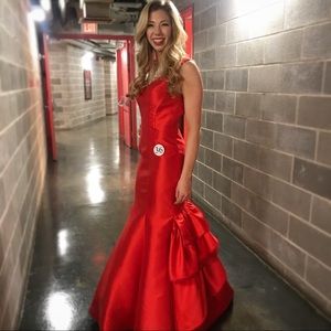 Camille la vie red silk dress.